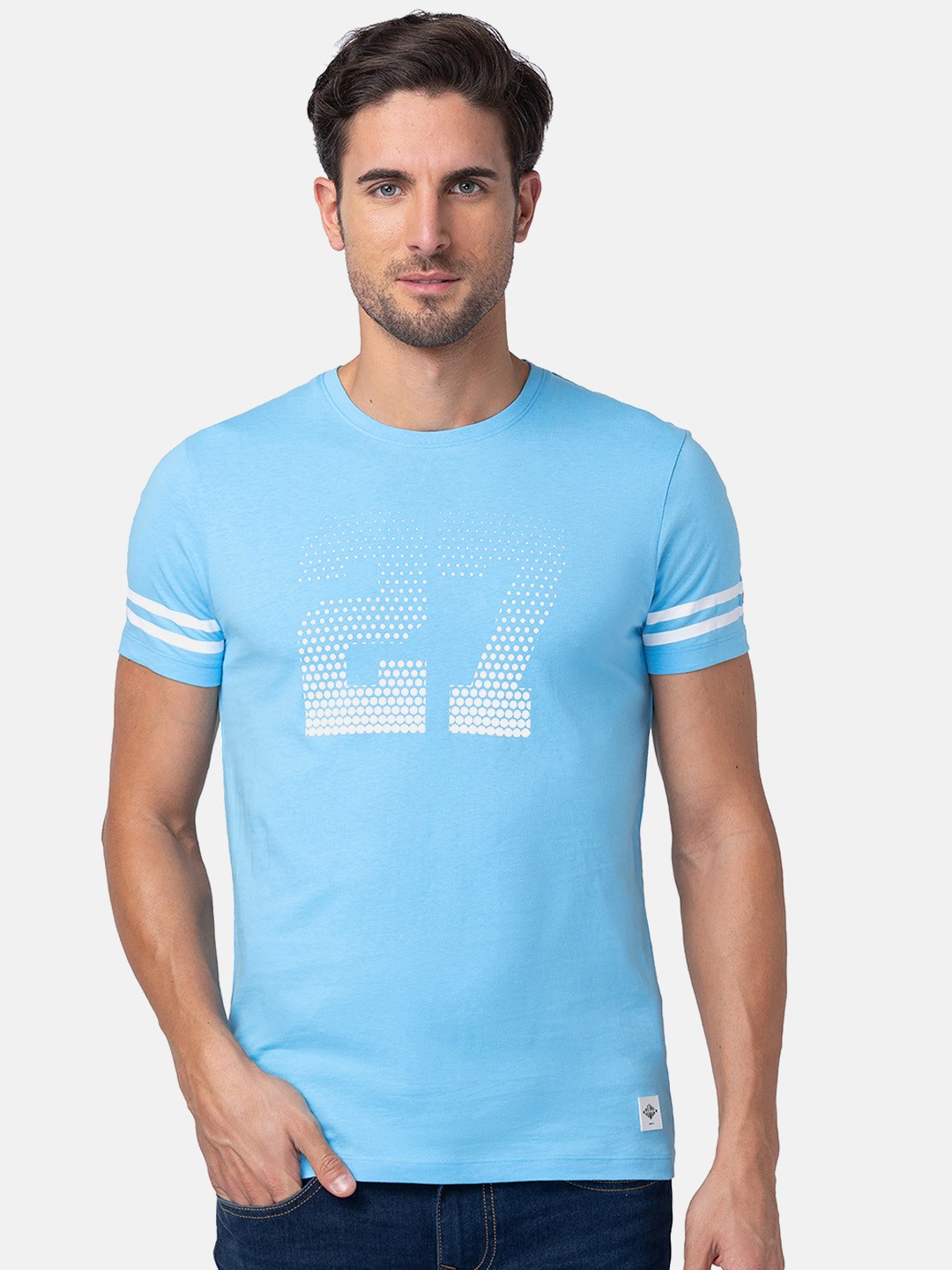 

Being Human Typography Printed Pure Cotton T-shirt, Blue