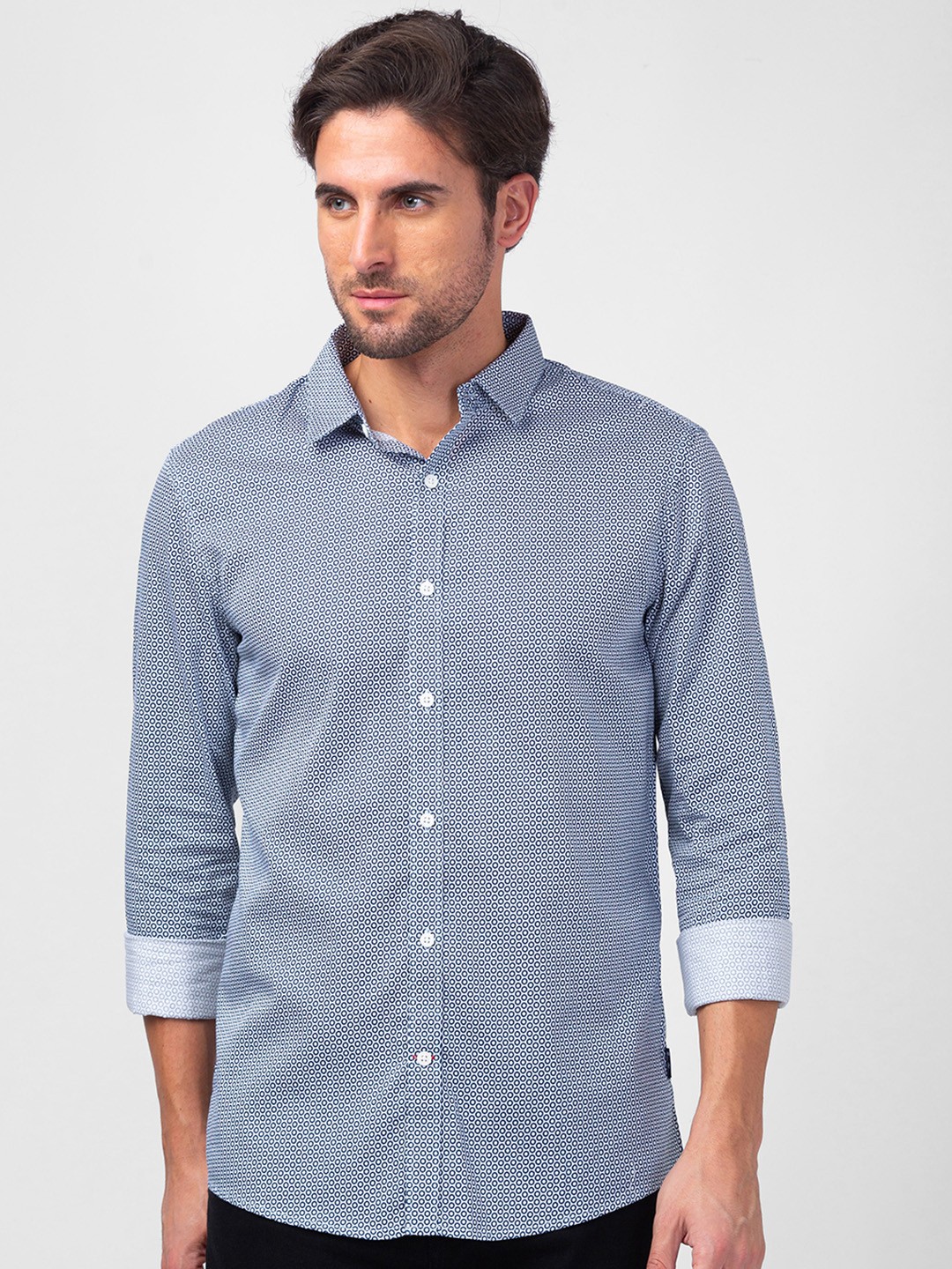 

Being Human Men Pure Cotton Slim Fit Printed Casual Shirt, White