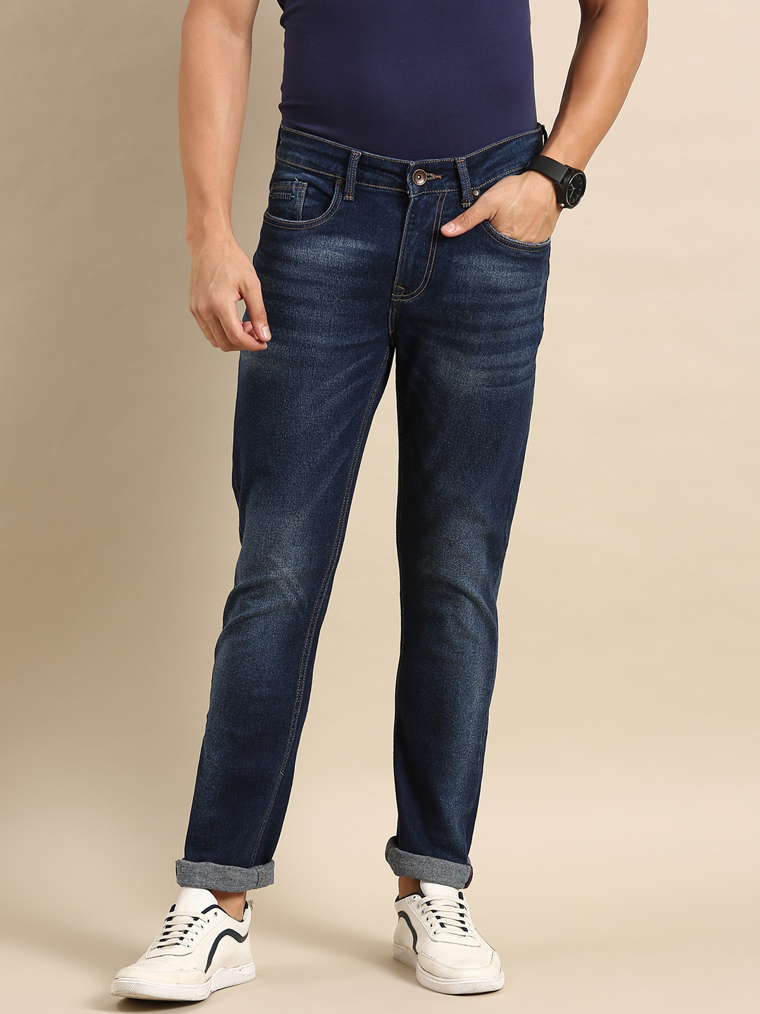 

Being Human Men Slim Fit Light Fade Stretchable Mid-Rise Jeans, Blue