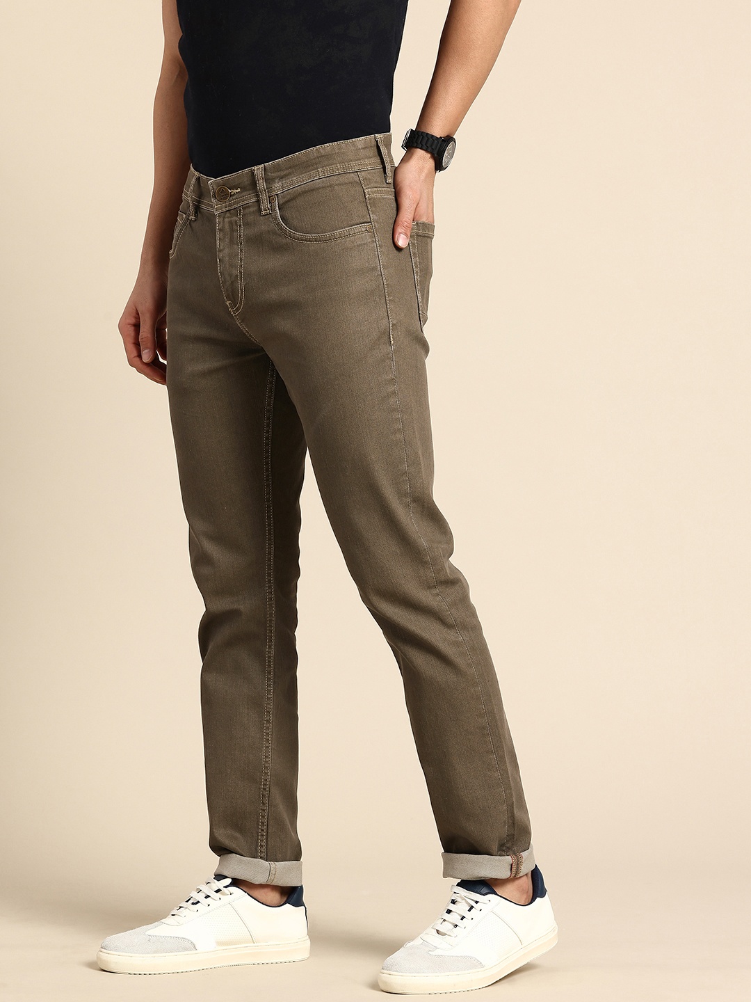 

Being Human Men Slim Fit Stretchable Jeans, Olive