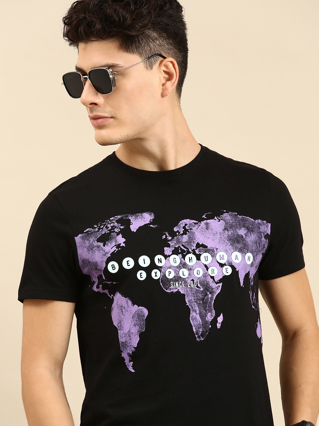 

Being Human Clothing Men Printed Pure Cotton T-shirt, Black