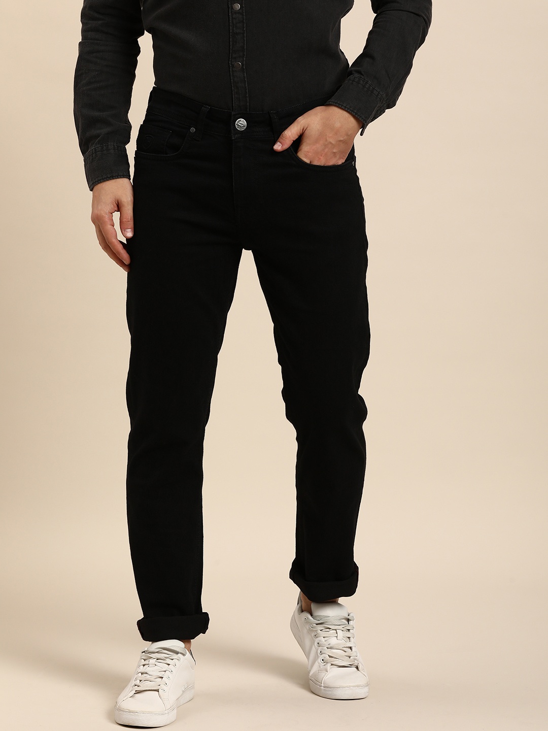 

Being Human Men Straight Fit Mid-Rise Stretchable Jeans, Black