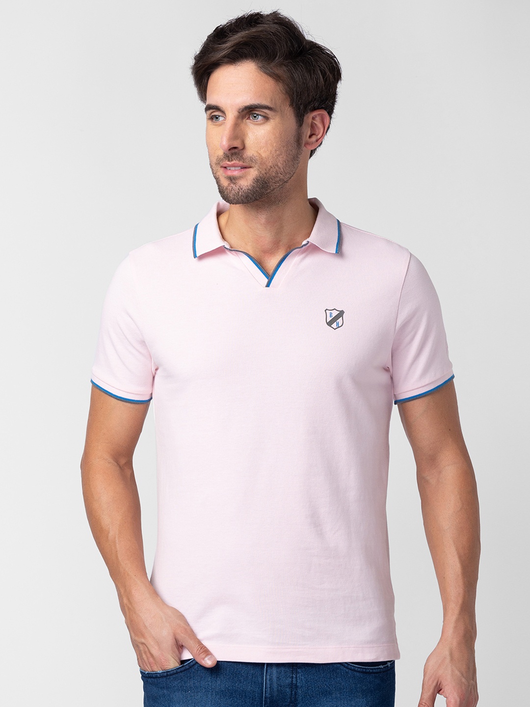 

Being Human Men Polo Collar Pure Cotton T-shirt, Pink