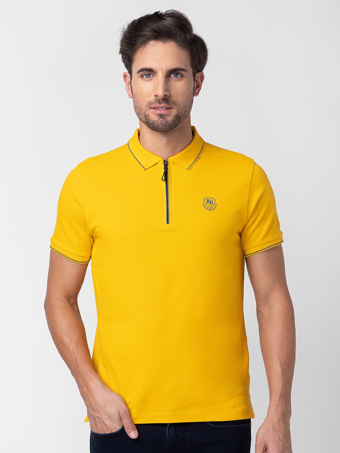 

Being Human Men Typography Detail Polo Collar Pure Cotton T-shirt, Yellow