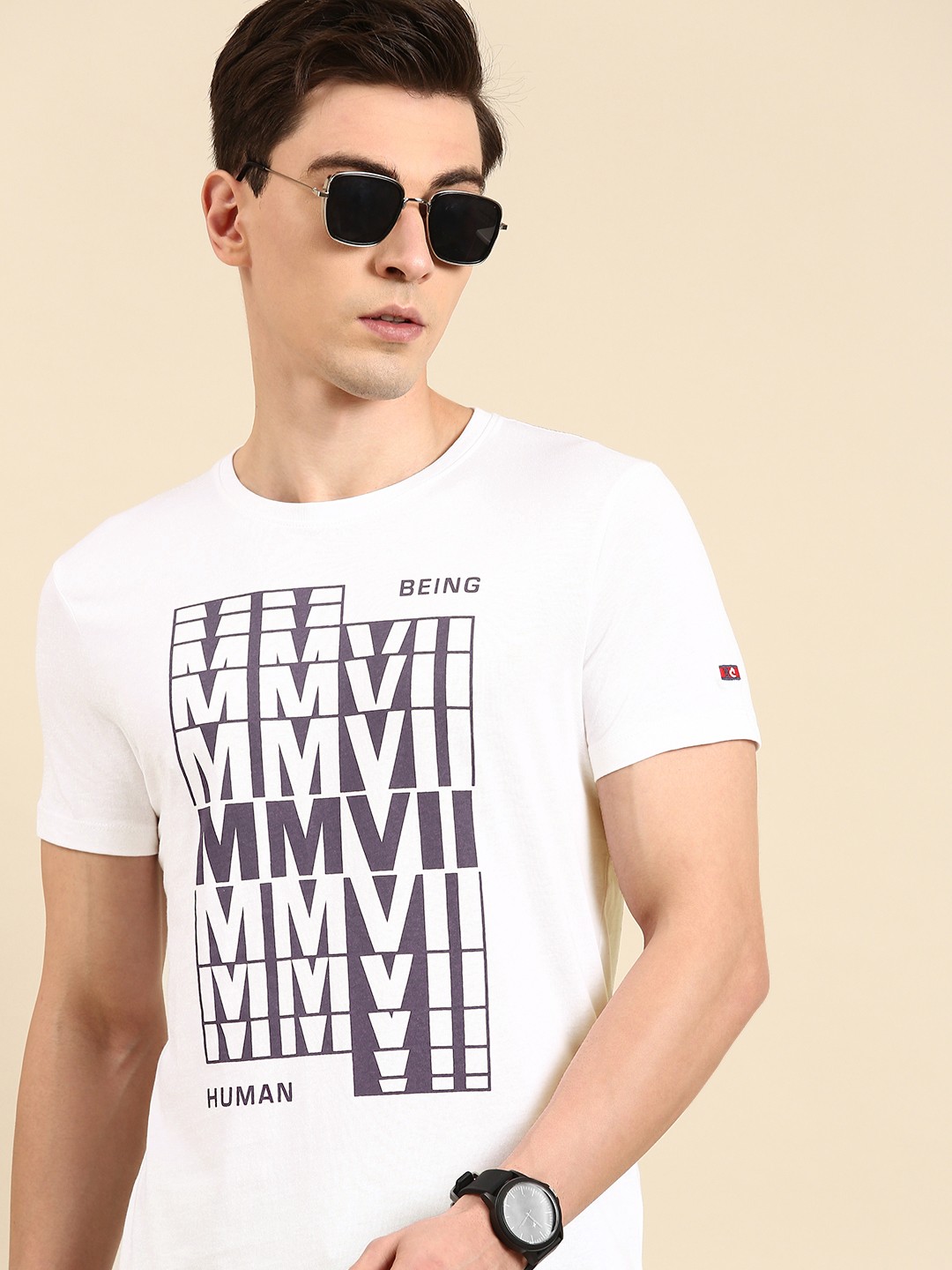

Being Human Clothing Men Pure Cotton Typography Printed T-shirt, White
