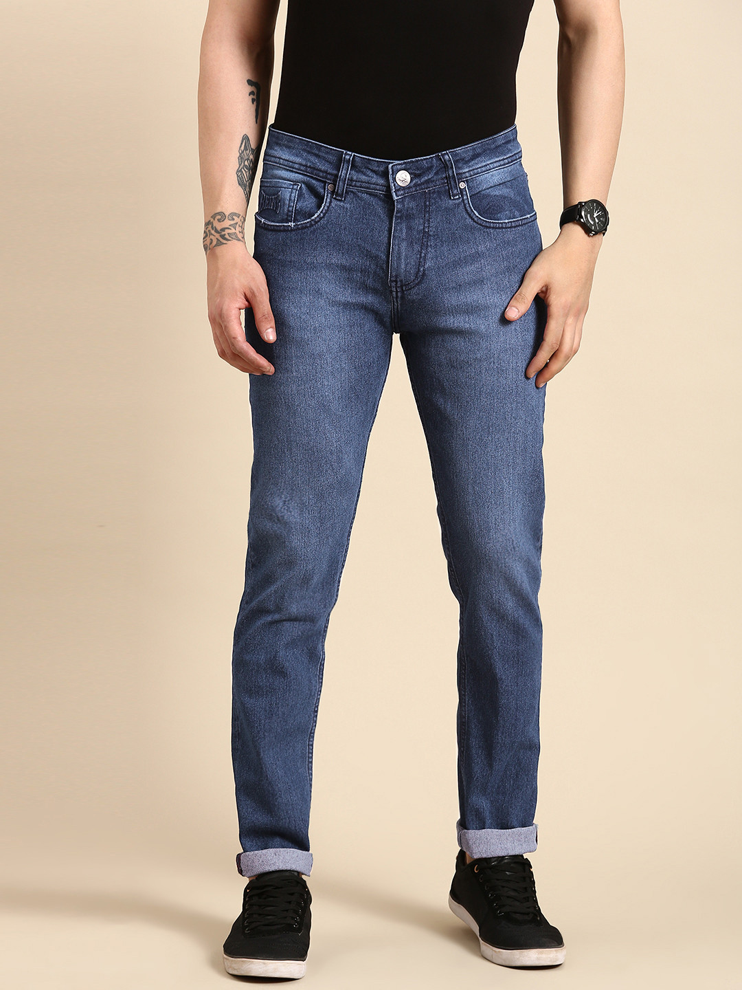 

Being Human Men Slim Fit Low-Rise Light Fade Stretchable Jeans, Blue