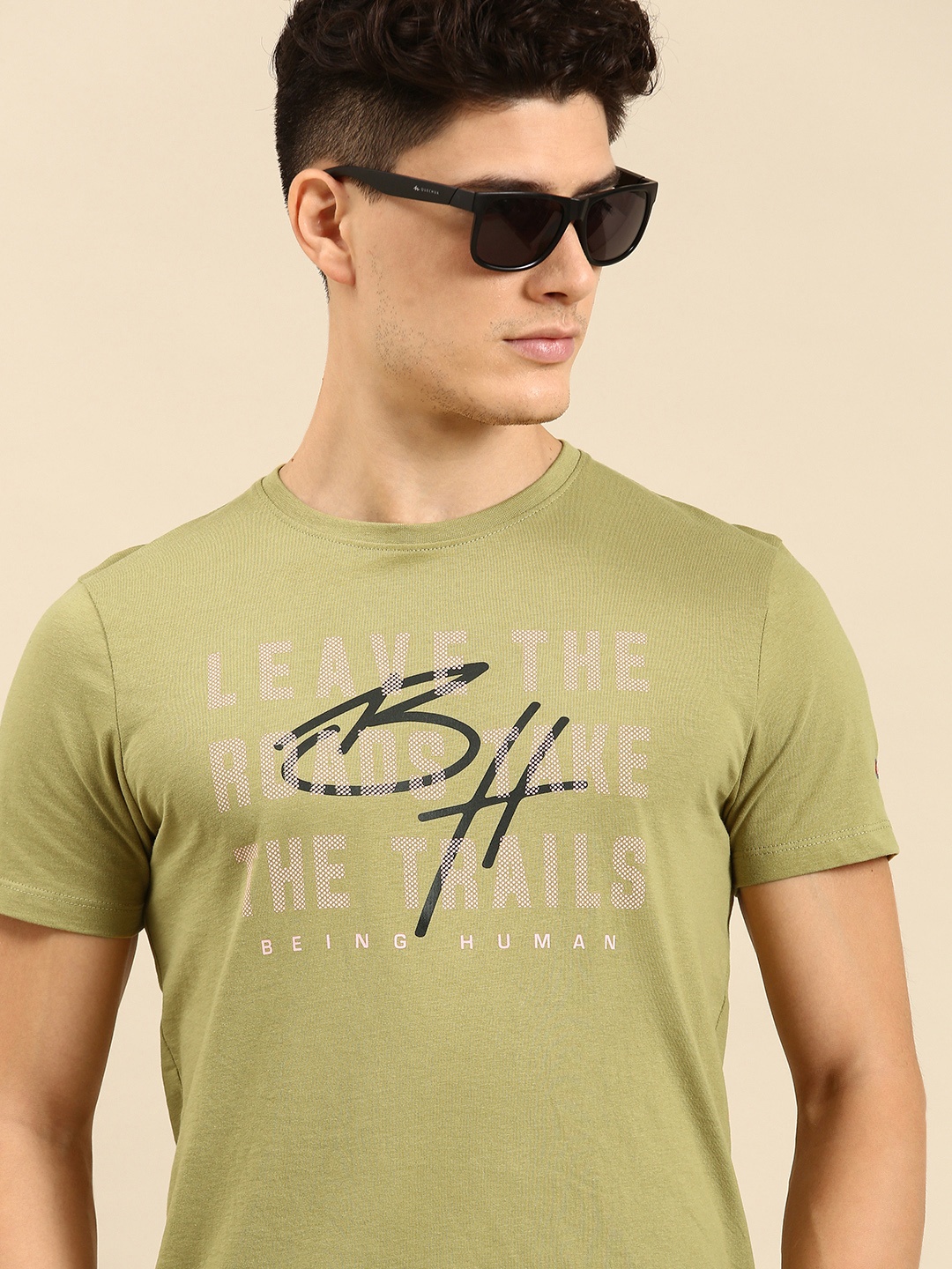 

Being Human Men Brand Logo Printed Pure Cotton T-shirt, Brown