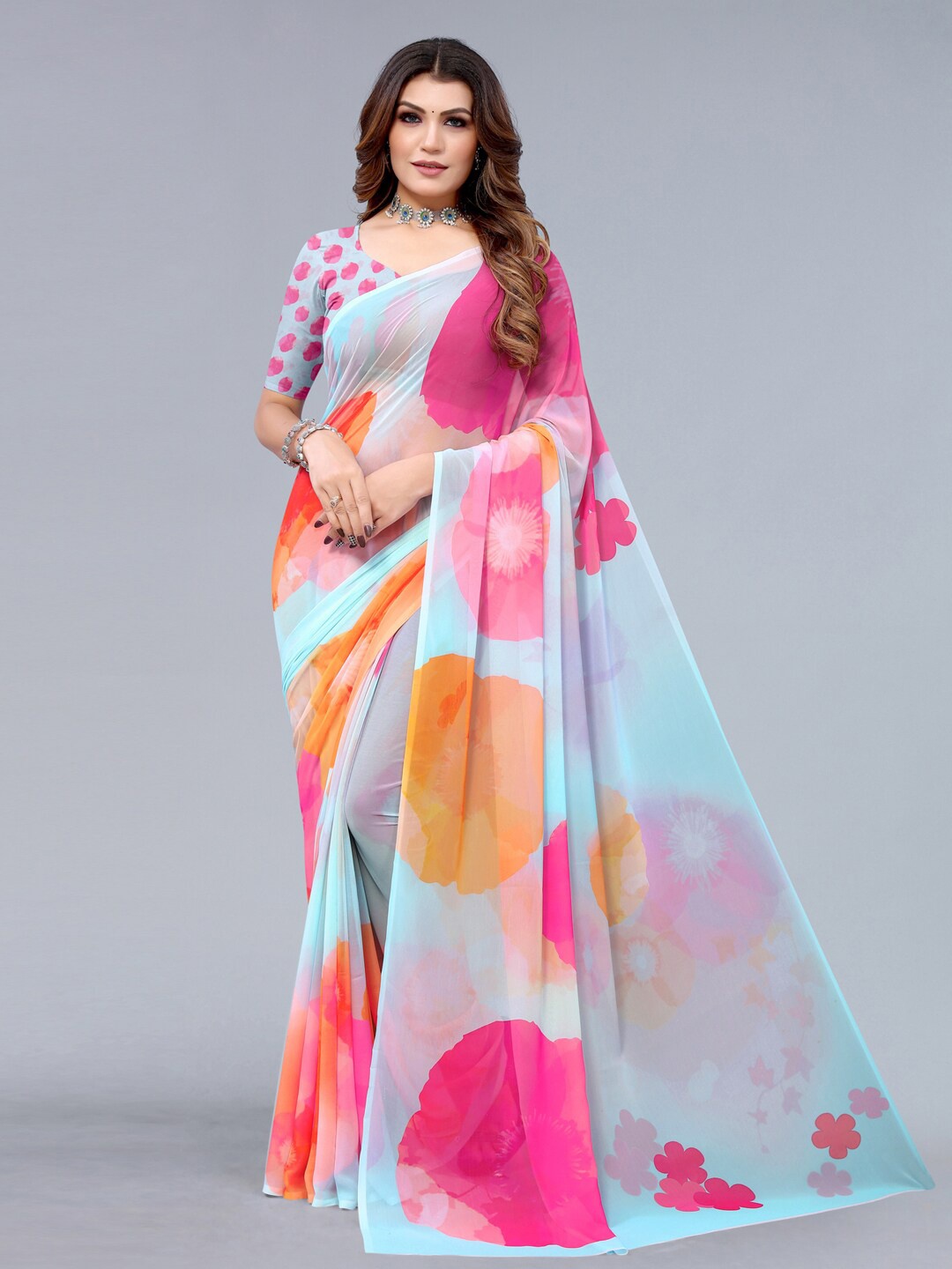 

Mitera Blue & Pink Saree