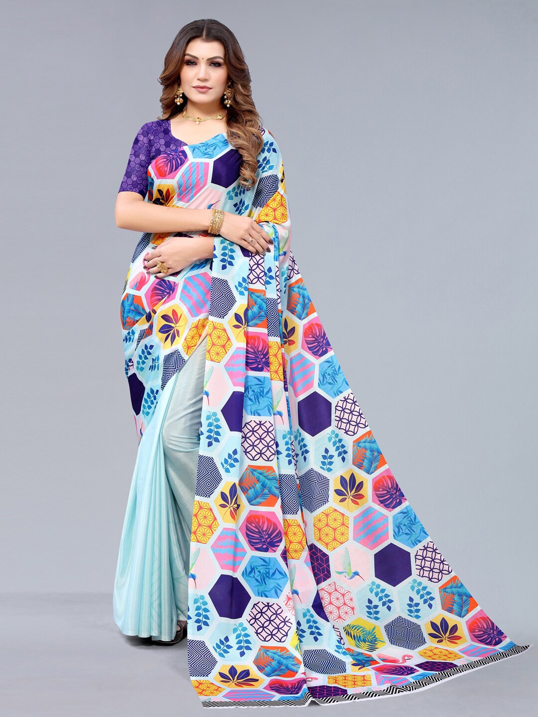 

Mitera Blue & Yellow Silk Blend Saree
