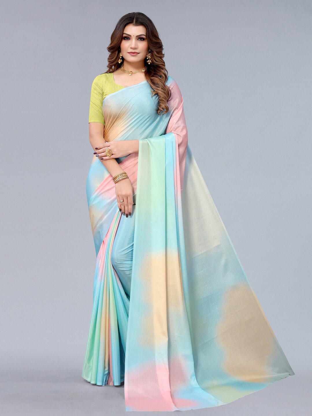 

Mitera Blue & Pink Tie and Dye Silk Blend Saree