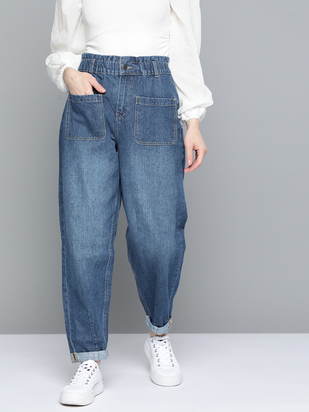 

Mast & Harbour Women Pure Cotton Regular Fit Jeans, Navy blue