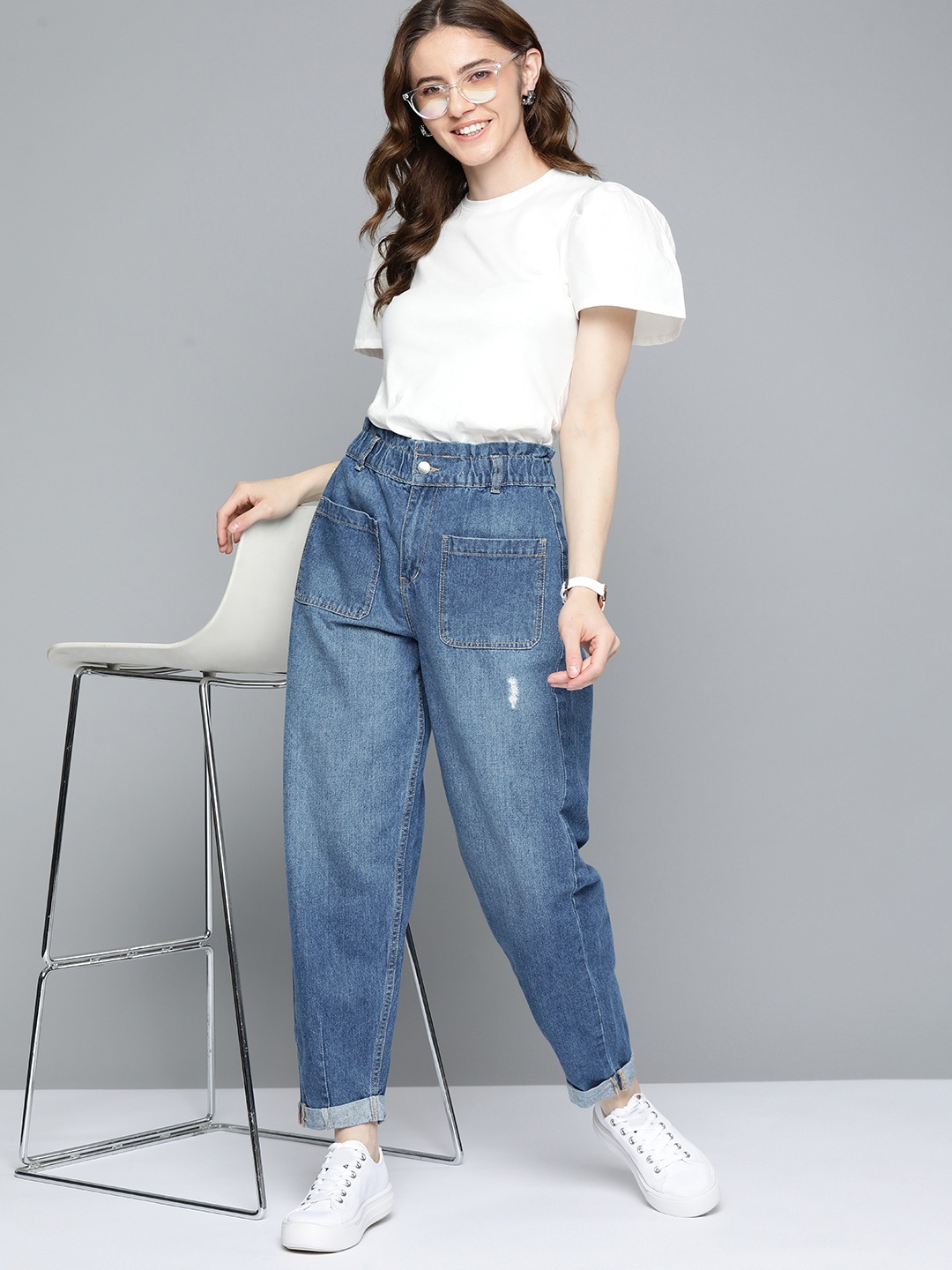 

Mast & Harbour Women Pure Cotton Regular Fit Jeans, Navy blue