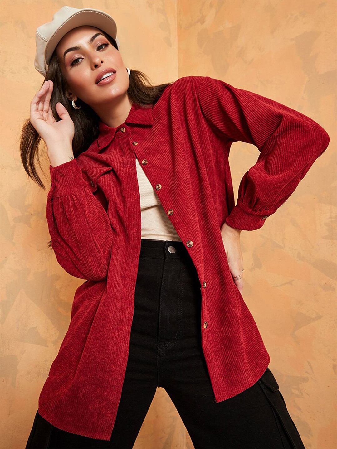 

Styli Women Burgundy Casual Shirt