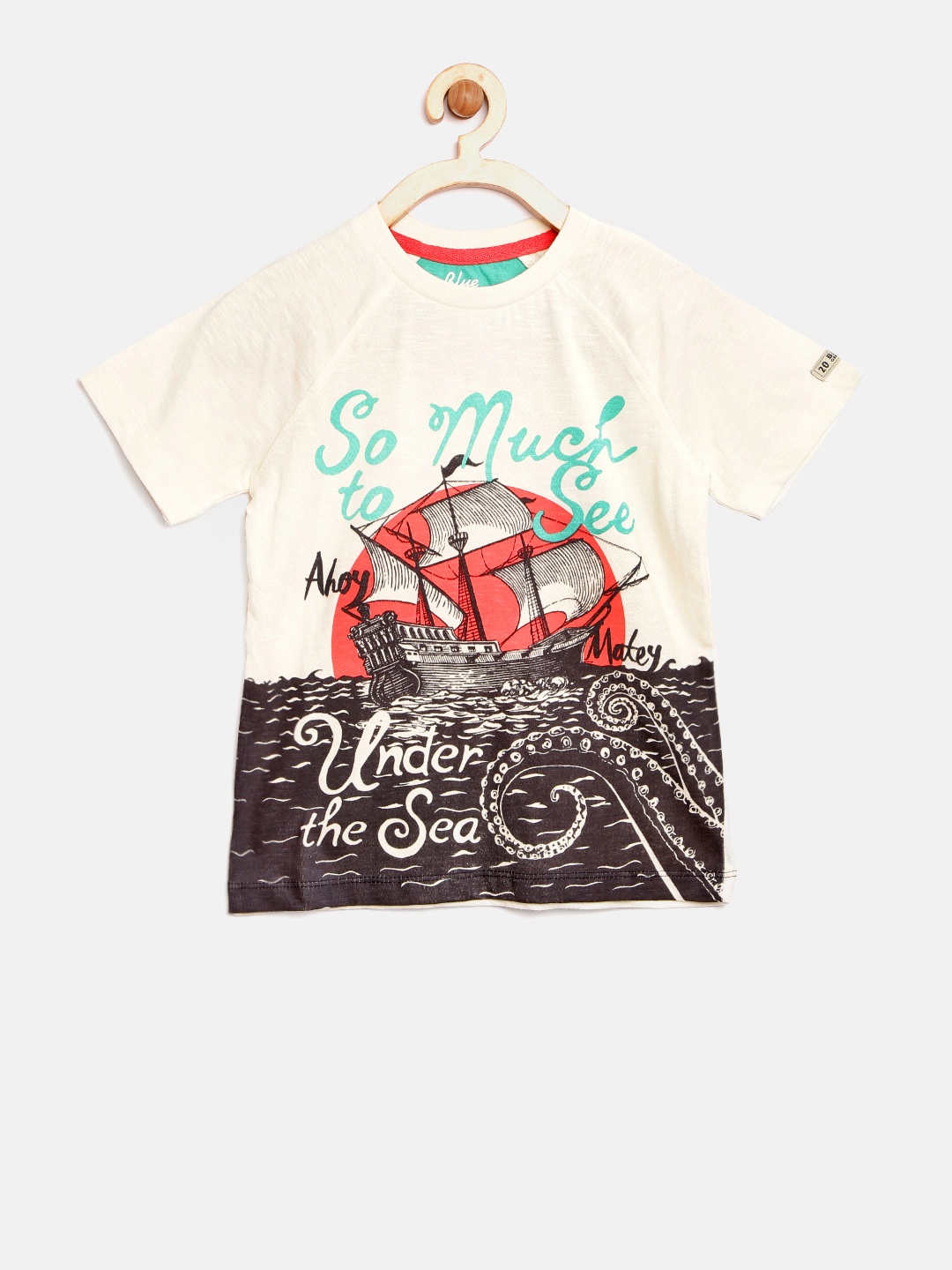 

Blue Giraffe Boys Off-White & Charcoal Grey Printed T-shirt