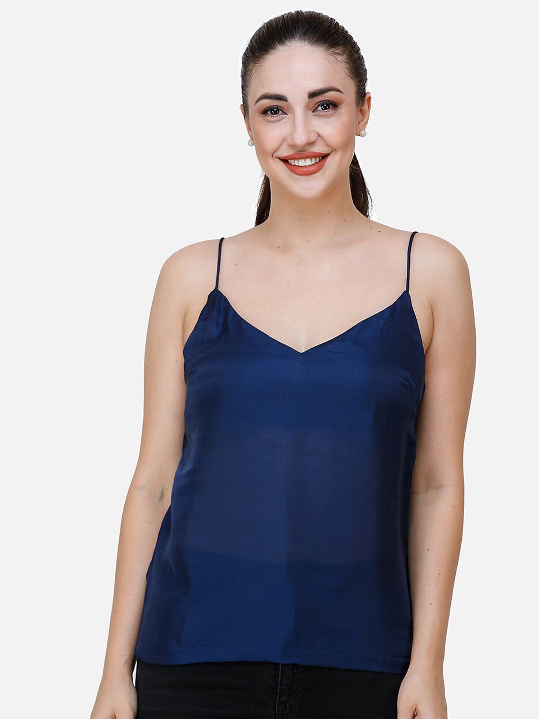 

DECHEN Satin Top, Navy blue