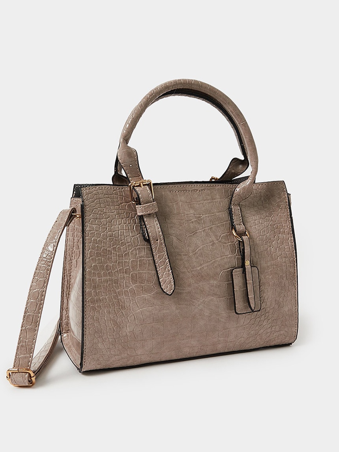 

Styli Khaki Women Textured Bucket Handheld Bag with Detachable Strap