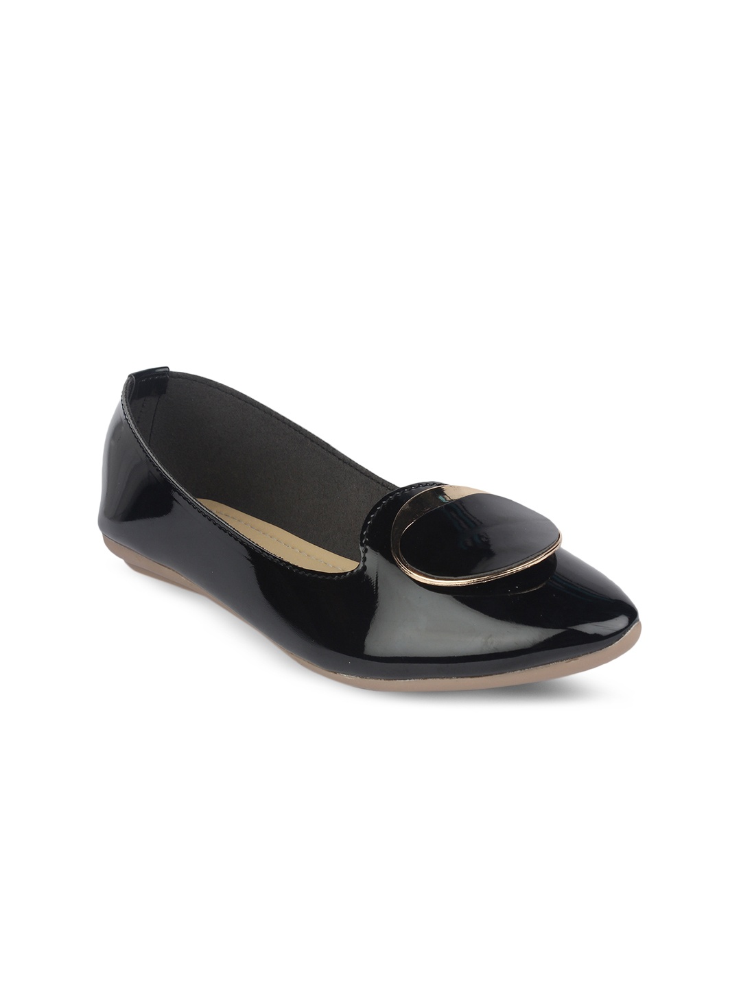 

Shoetopia Women Black Solid Synthetic Ballerinas