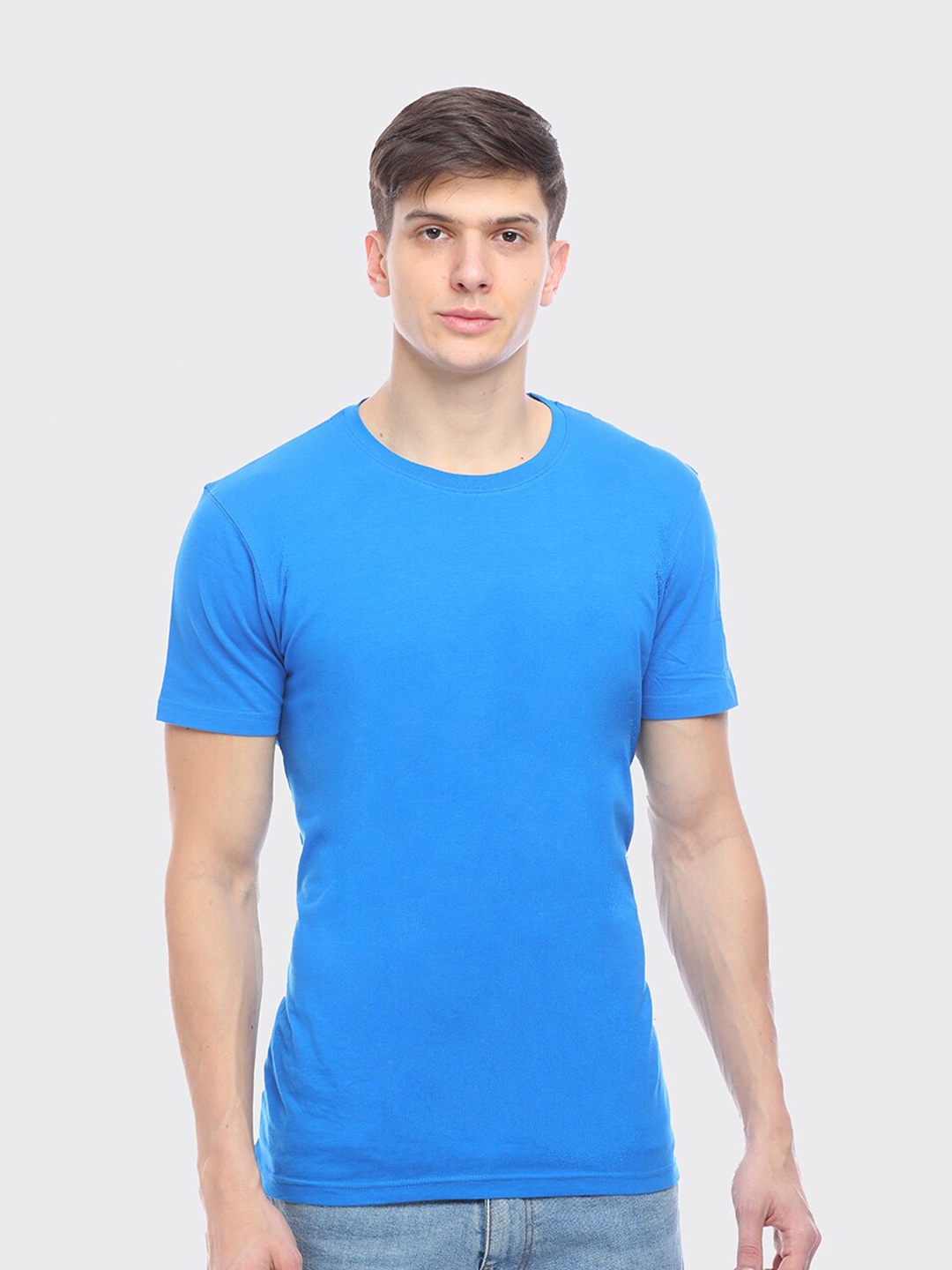 

LEAD & RIDE Men Blue Slim Fit Cotton T-shirt