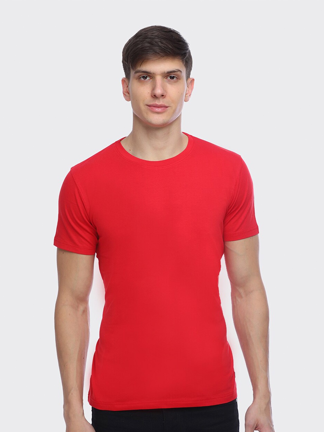 

LEAD & RIDE Men Red Slim Fit Cotton T-shirt
