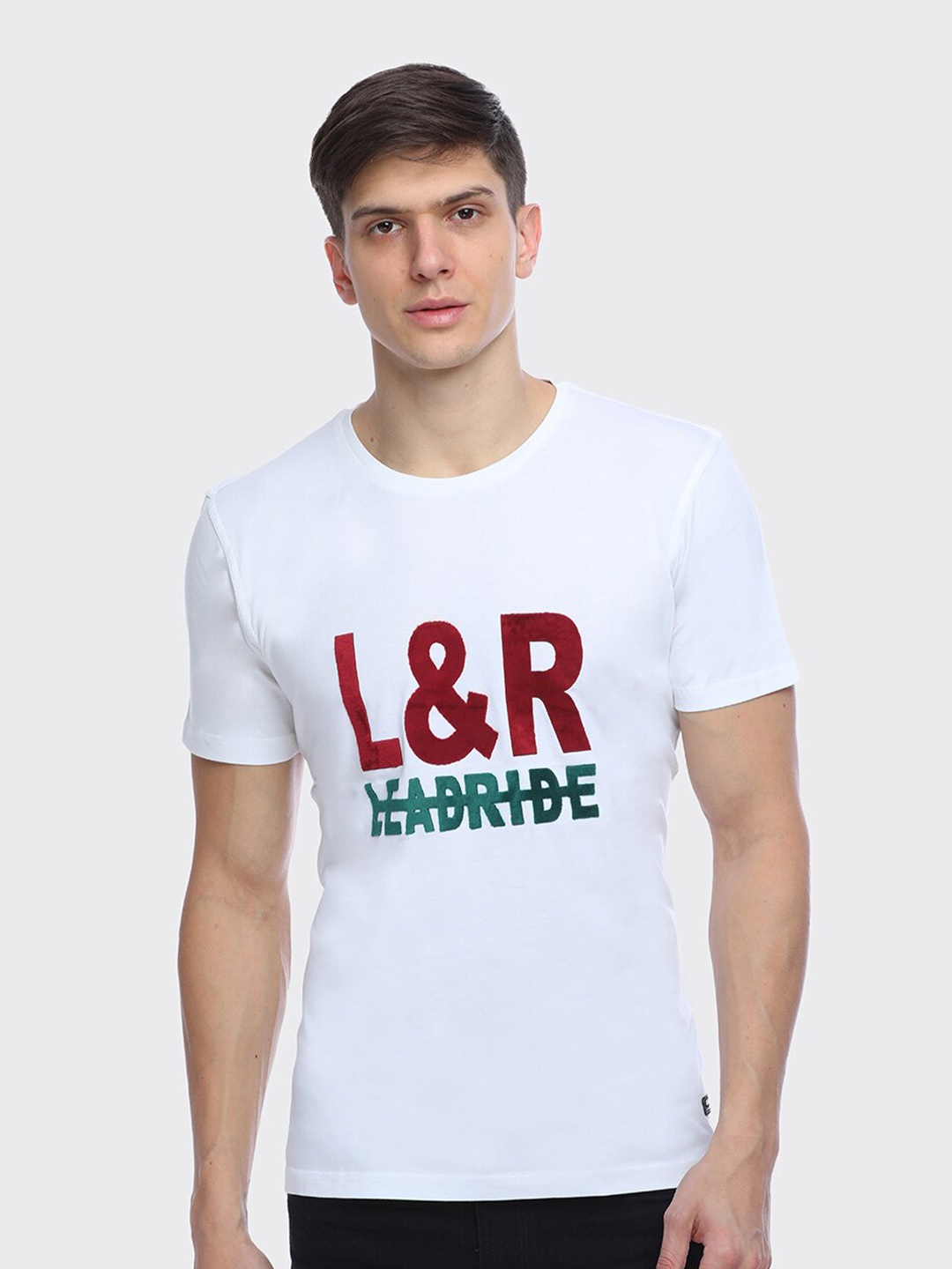 

LEAD & RIDE Men White Typography Printed Cotton T-shirt