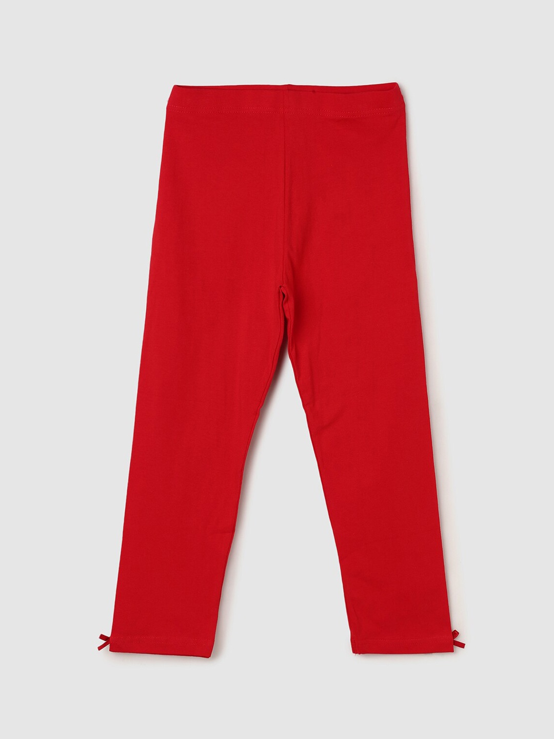 

max Girls Red Ankle-length Pure Cotton Leggings