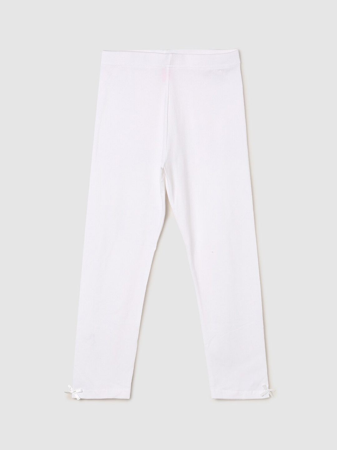 

max Girls White Cotton Ankle-Length Leggings