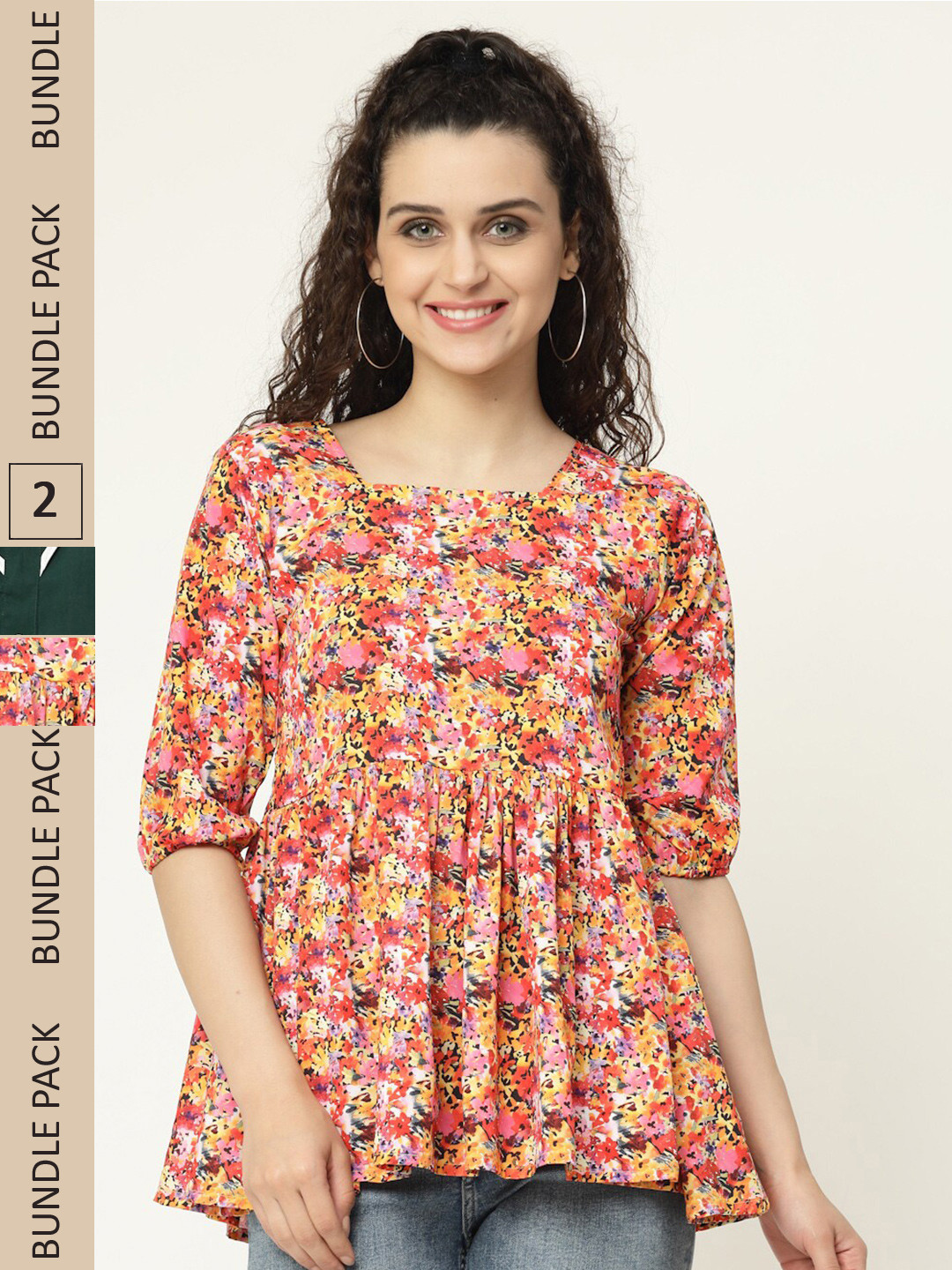 

MISS AYSE Pack of 2 Floral Print Tops, Pink