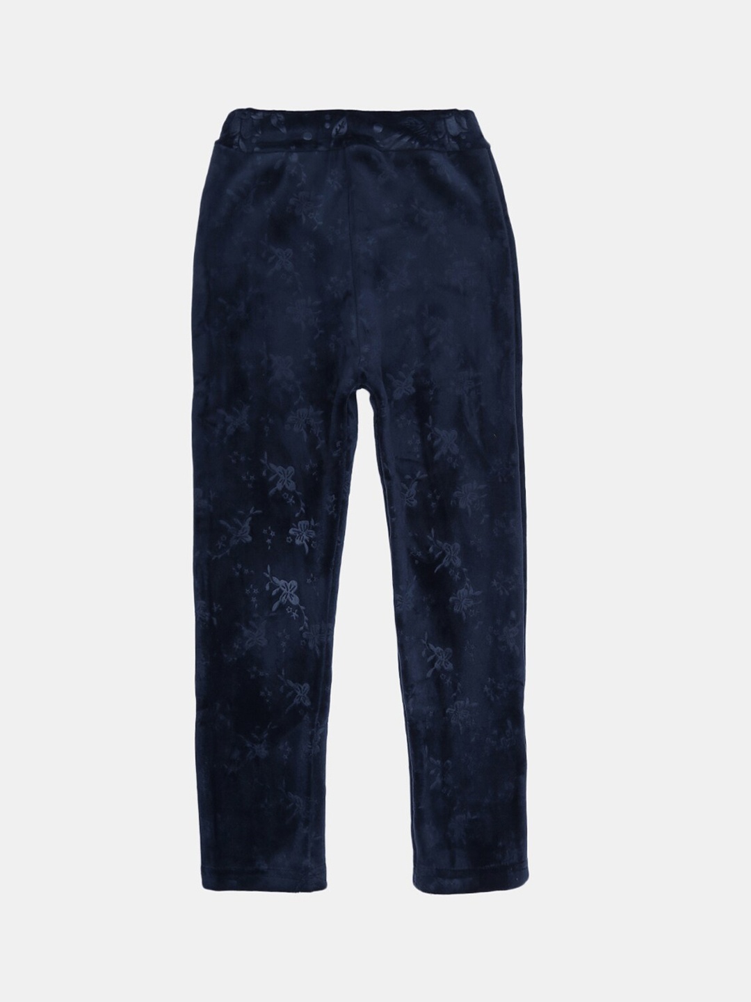 

V-Mart Girls Navy Blue Floral Printed Ankle-Length Velvet Leggings