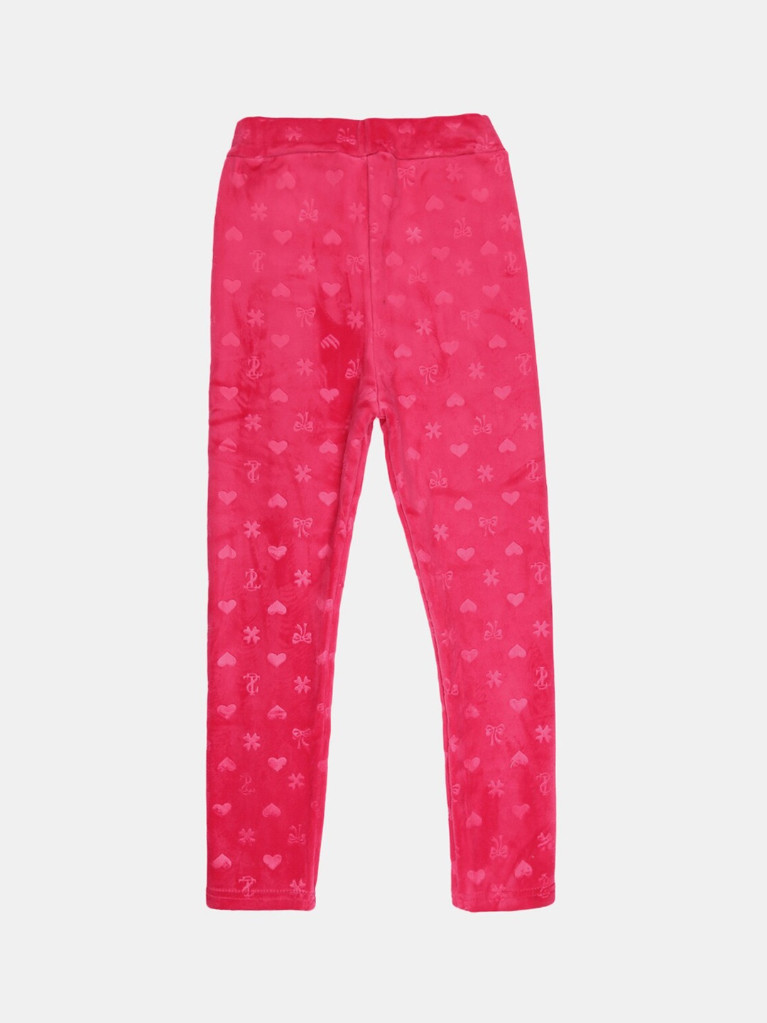 

V-Mart Girls Fuchsia Printed Velvet Ankle-Length Leggings