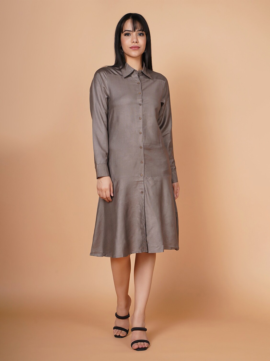 

HOUSE OF S Shirt Midi Dress, Grey