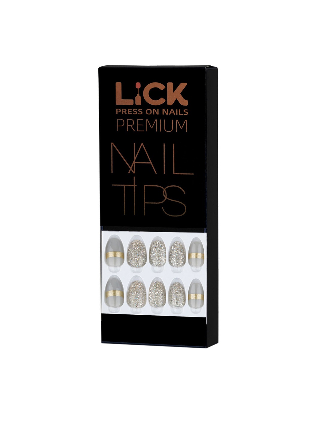 

LICK 12 Pcs Grey French Manicure False Acrylic Stick On Nails With Application Kit