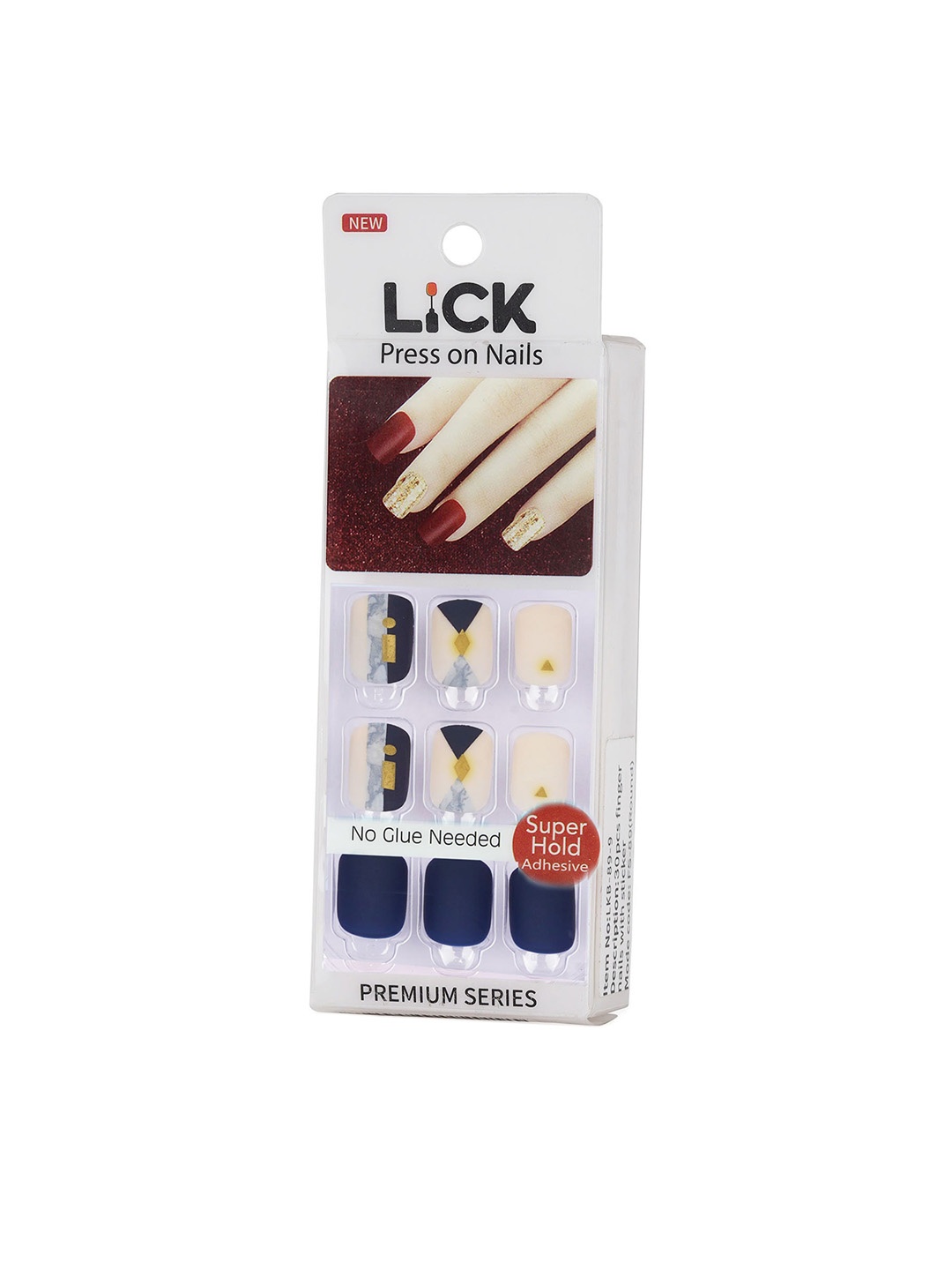 

LICK 12 Pcs Matte Blue Artificial Stick On Nails With Application Kit