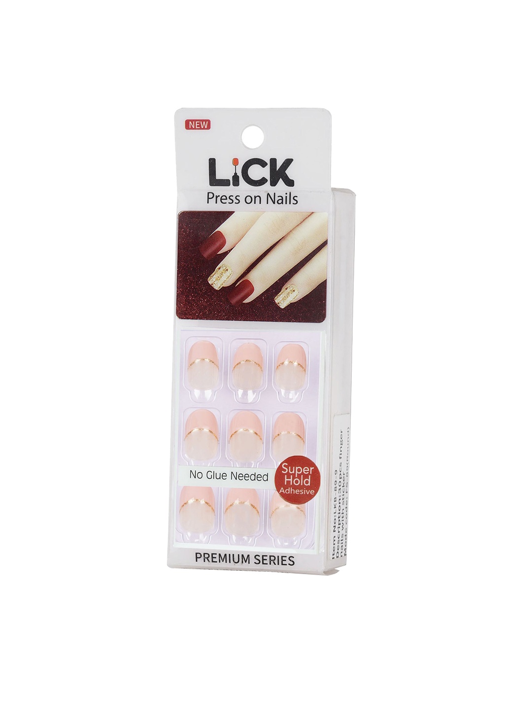 

LICK 12 Pcs Nude French Tips With Pastel Pink Artificial Nails With Application Kit