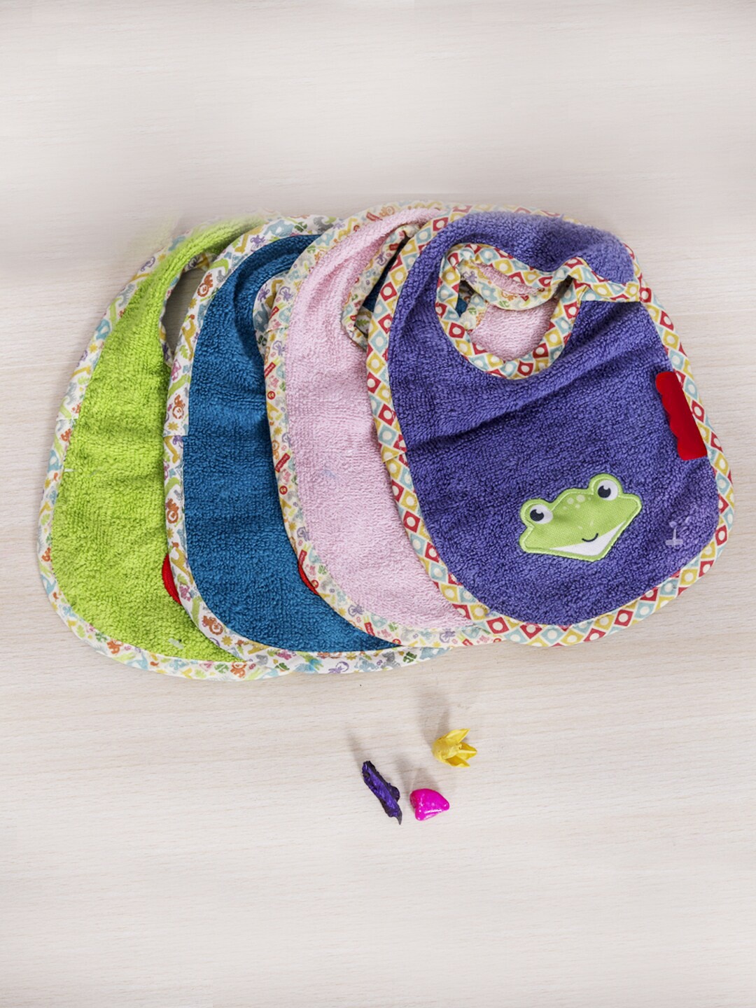 

RANGOLI Infants Pack Of 4 Printed Pure Cotton Bibs, Blue