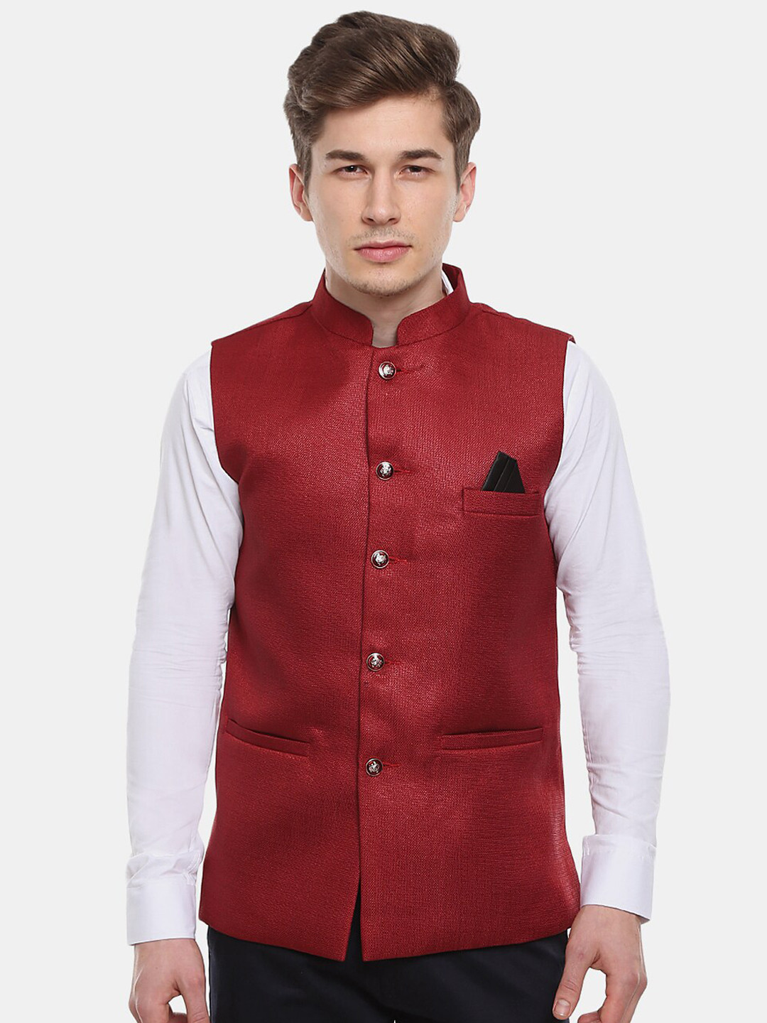 

V-Mart Men Cotton Nehru Jackets, Maroon