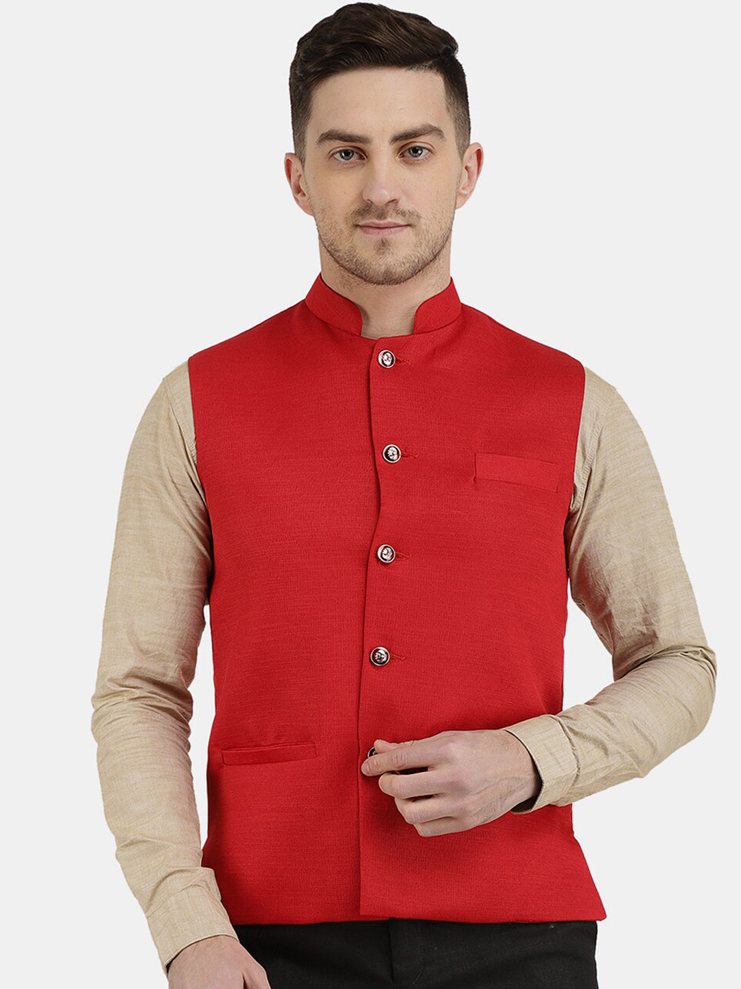 

V-Mart Men Cotton Nehru Jackets, Red