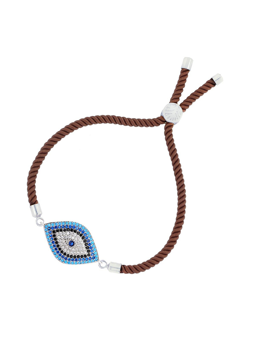 

ZIVOM Women Silver-Toned & Brown Brass Cubic Zirconia Antique Silver-Plated Link Bracelet