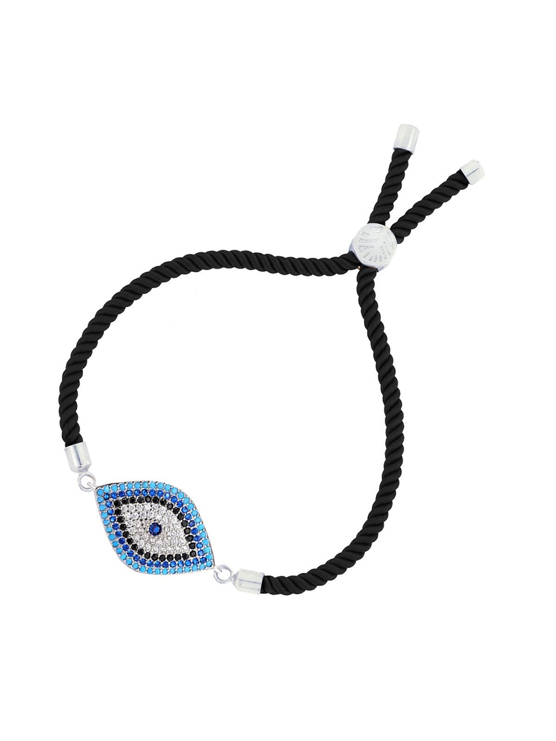 

ZIVOM Women Silver-Toned & Black Brass Cubic Zirconia Antique Silver-Plated Link Bracelet