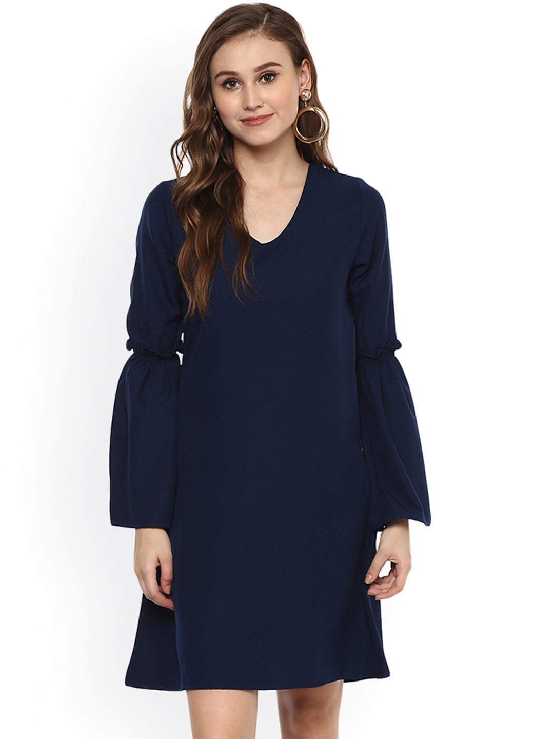 

Harpa Women Navy Blue Solid A-Line Dress