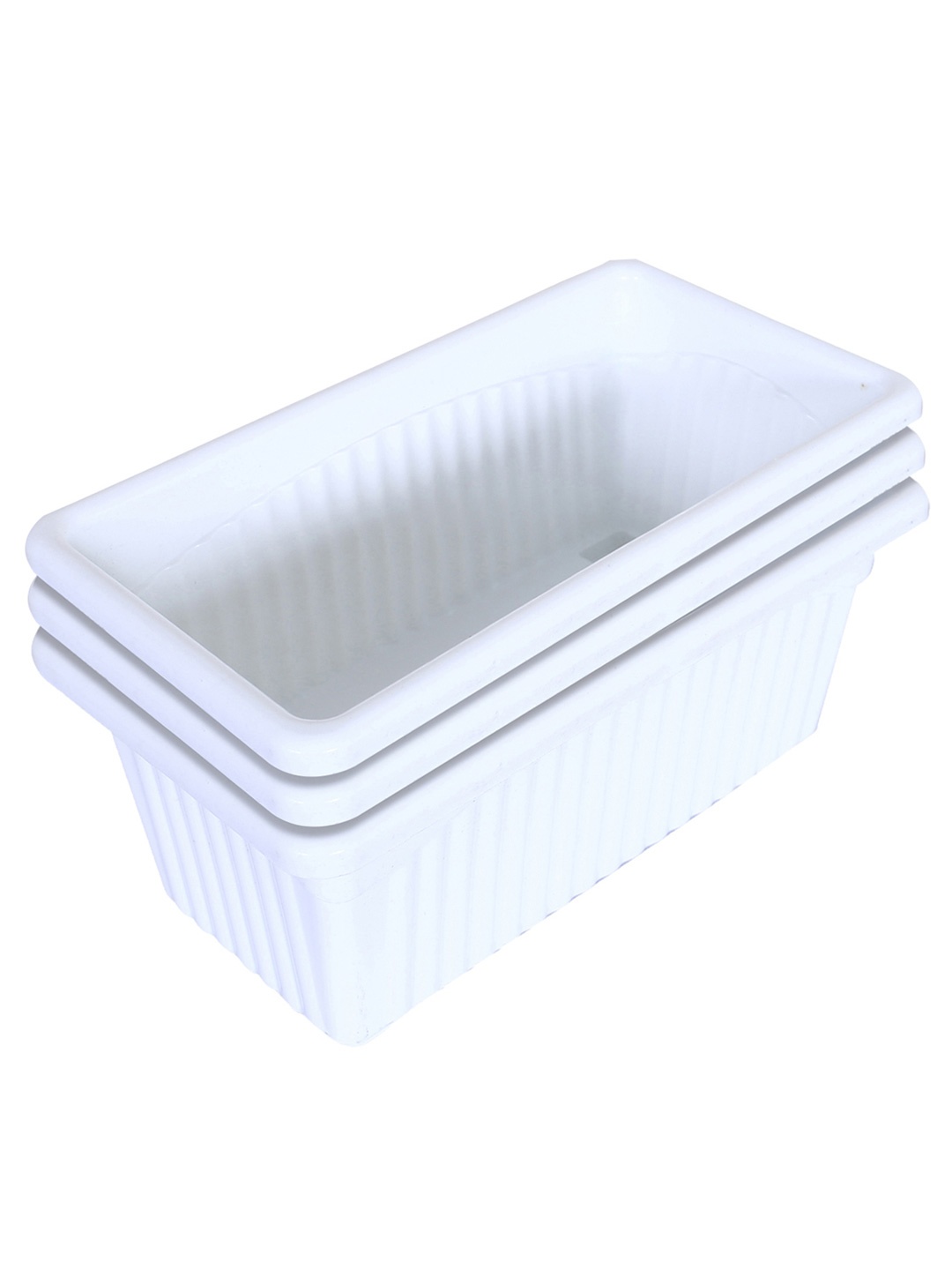 

Kuber Industries Set of 3 Rectangular Jupiter Plastic Window Flower Planters, White