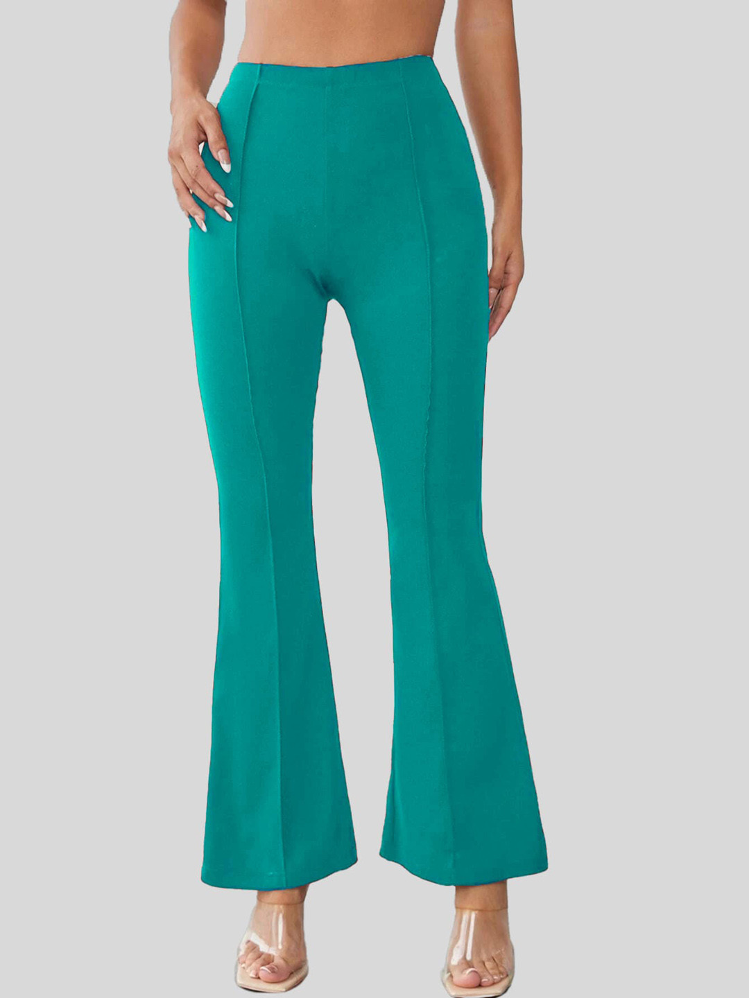 

Womenster Women Slim Fit High-Rise Trousers, Sea green