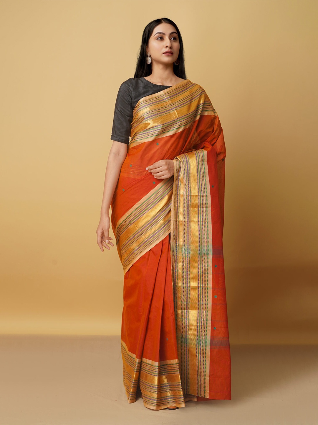 

Unnati Silks Maroon Woven Design Pure Cotton Kanjeevaram Saree