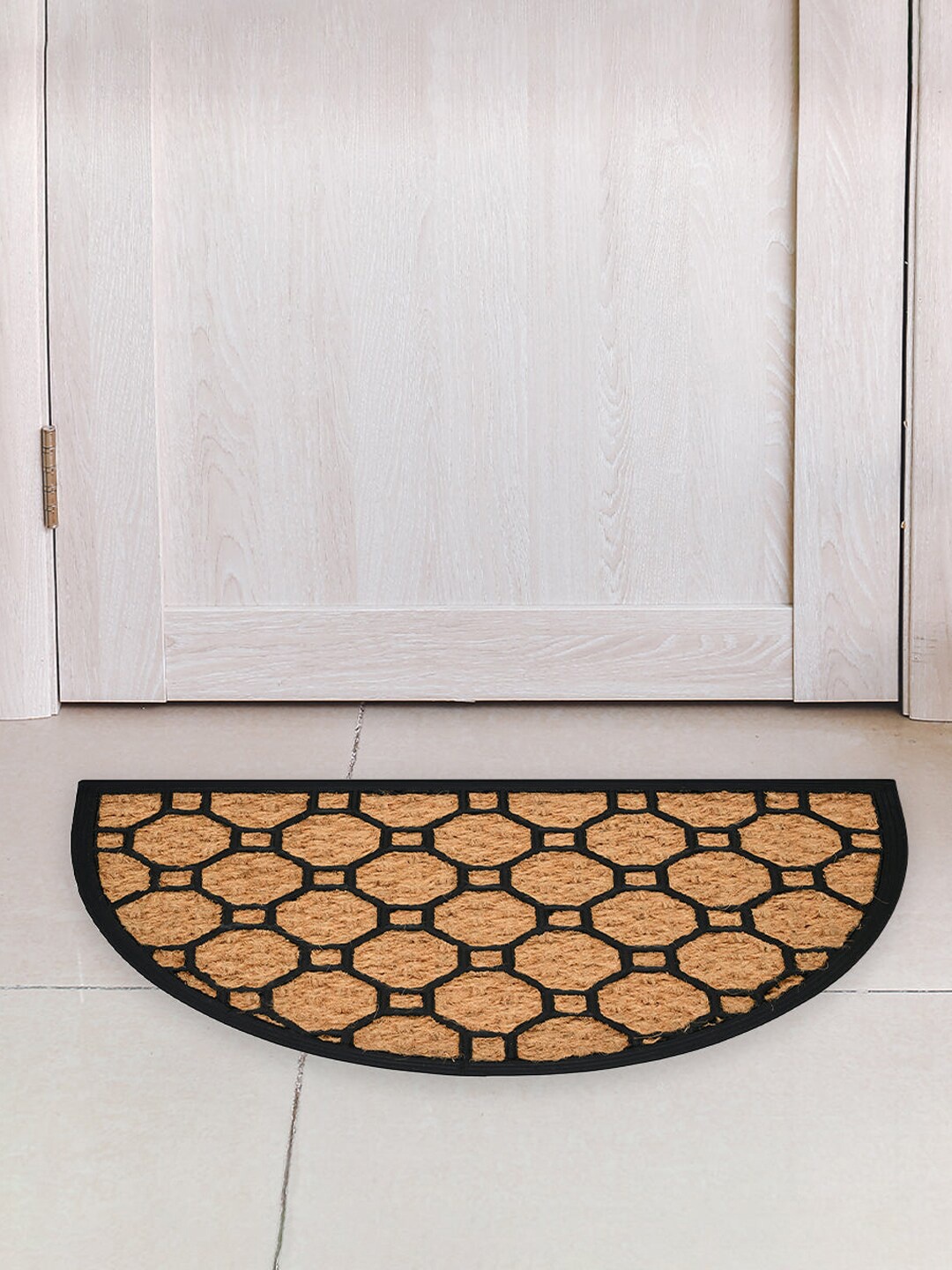 

Athome by Nilkamal Black & Beige D-Shape Coir Doormat