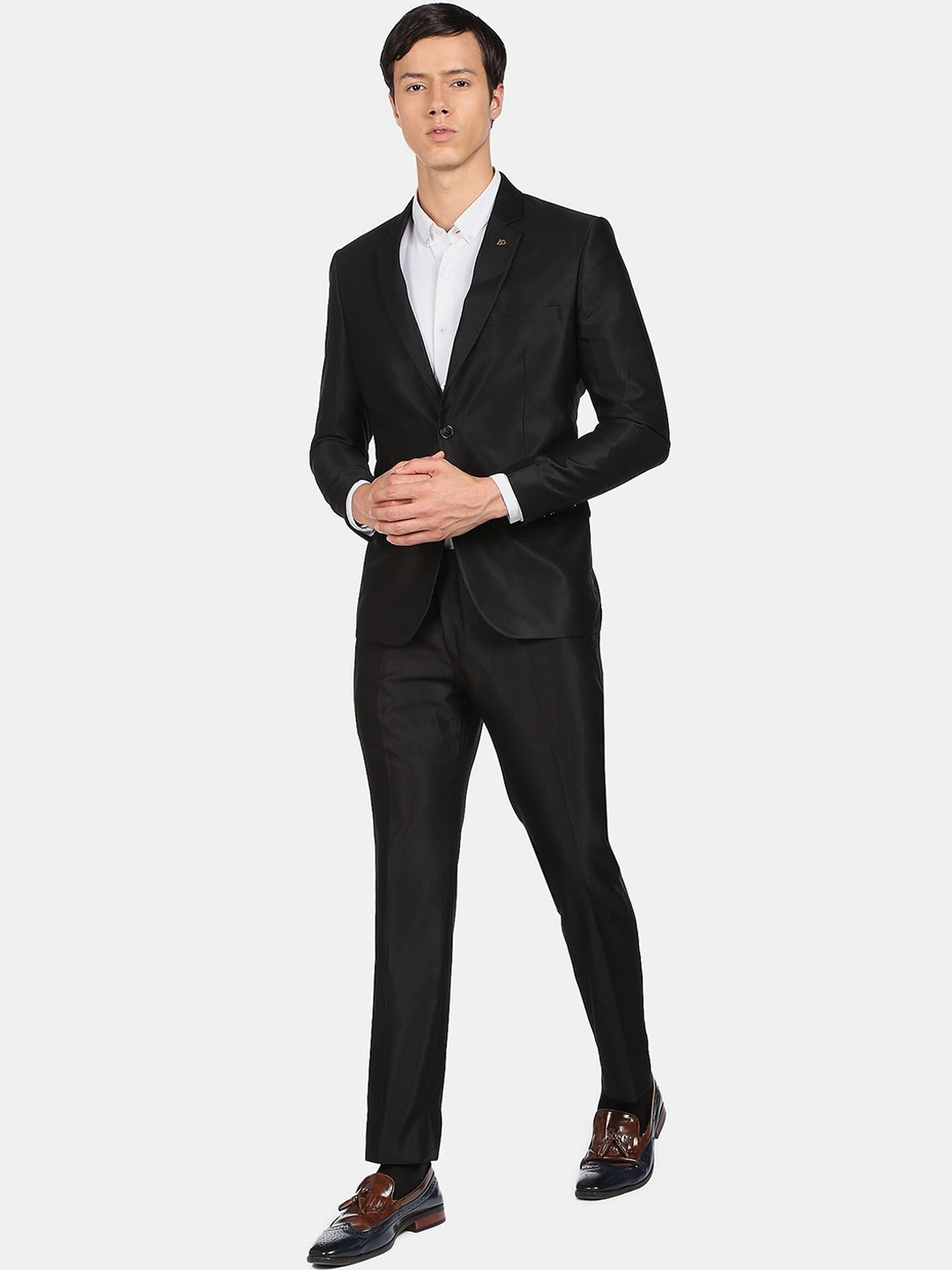 

AD By Arvind Men Black Single-Breasted Two-Piece Suit