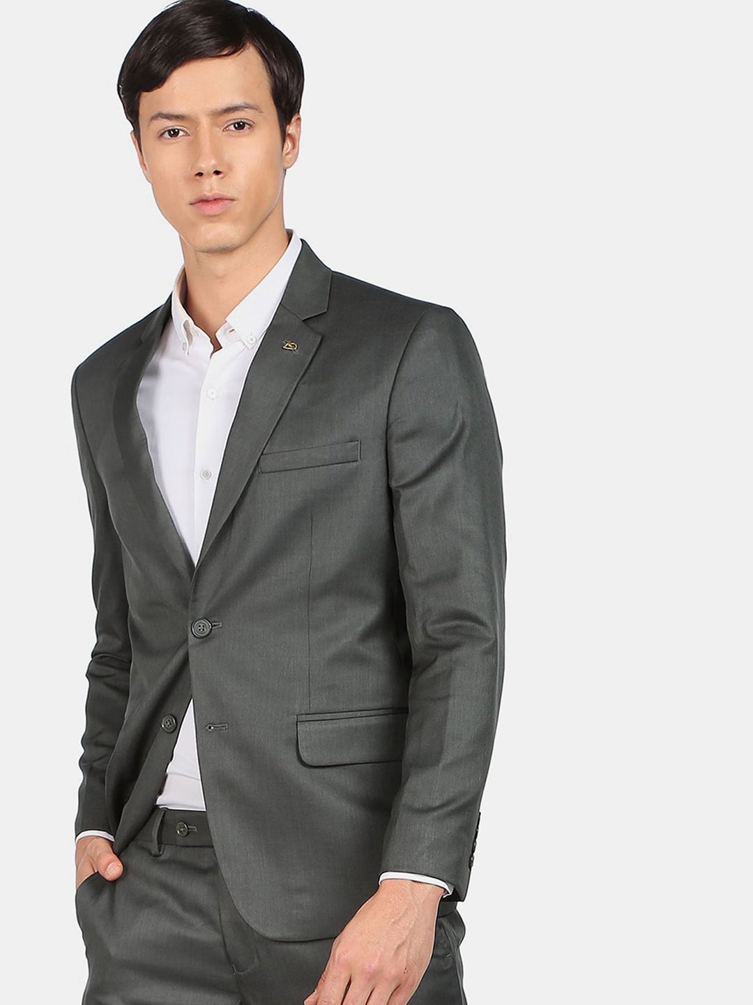 

AD By Arvind Men Green Tailored-Fit Single-Breasted Two-Piece Formal Suit