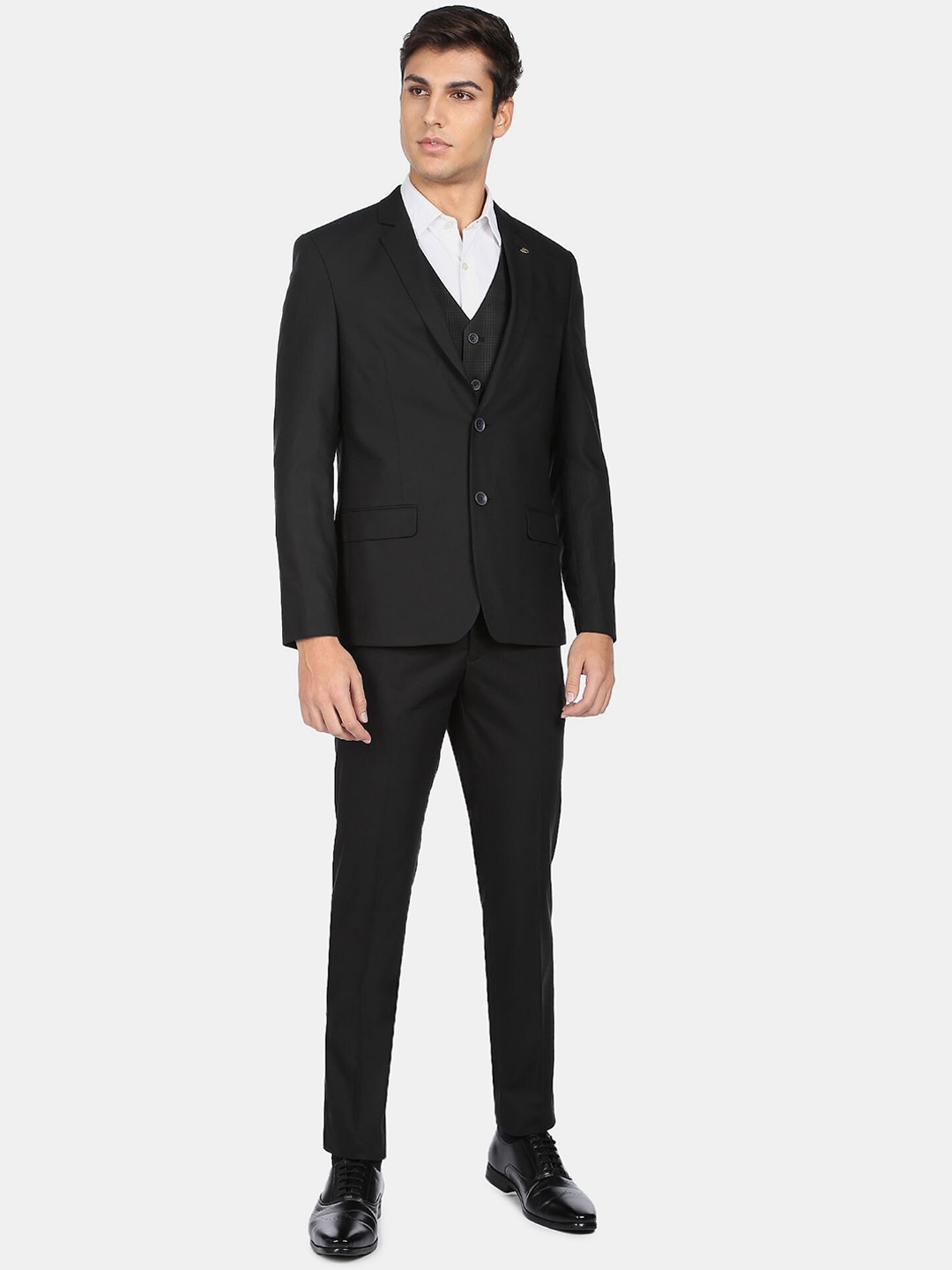 

AD By Arvind Men Black Single-Breasted Tailored-Fit 3 Pc Suits