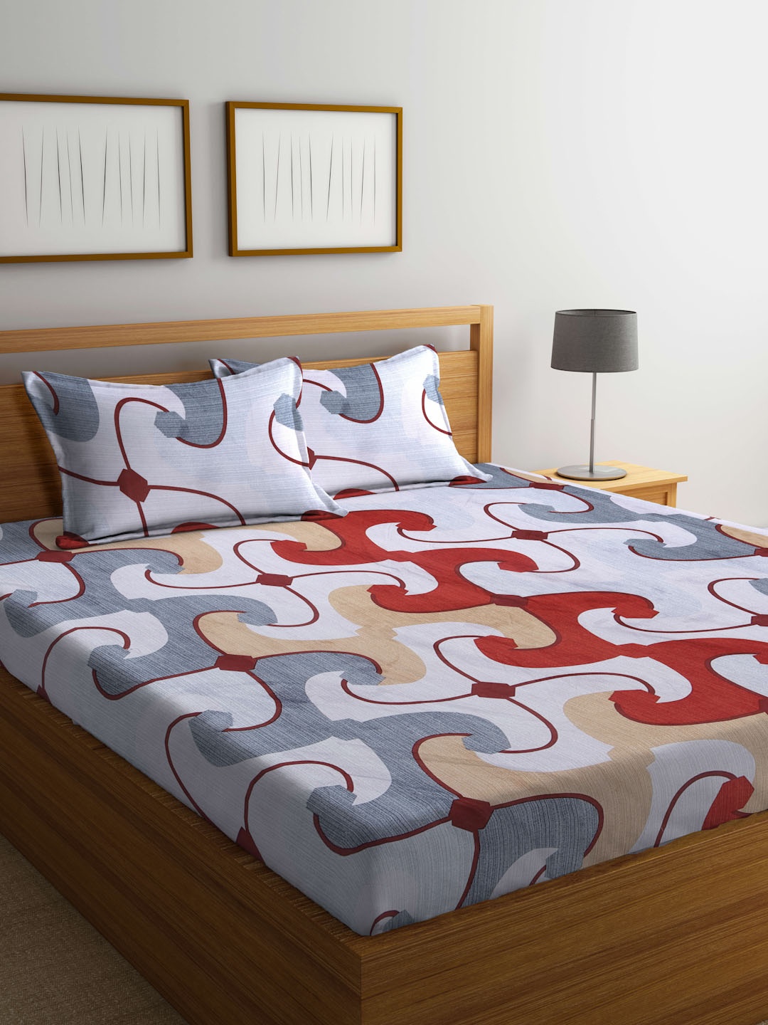 

KLOTTHE 300 TC Fitted King Bedsheet With 2 Pillow Covers, White