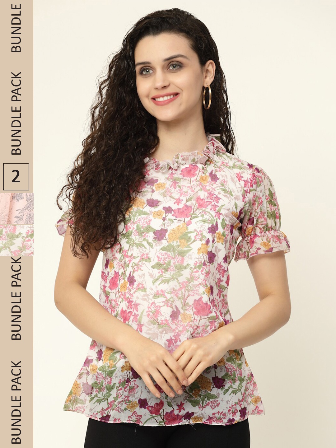 

MISS AYSE Pack Of 2 Floral Printed Regular Tops, Off white