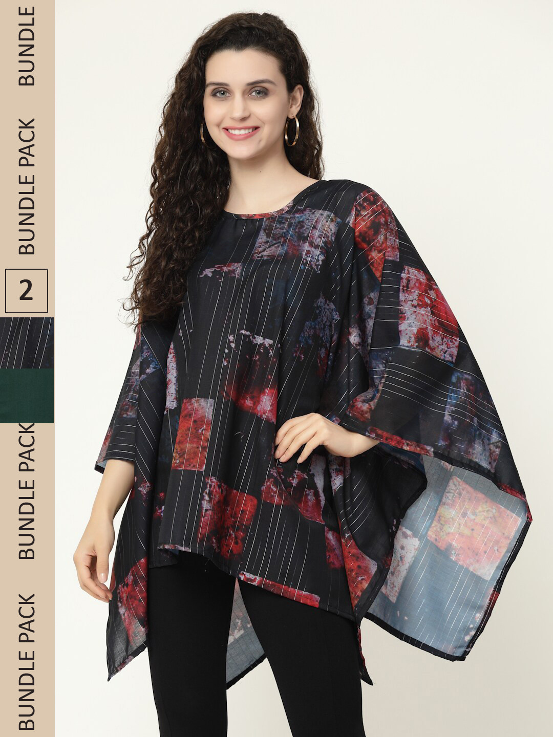 

MISS AYSE Pack of 2 Round Neck Shirt Style Top, Black