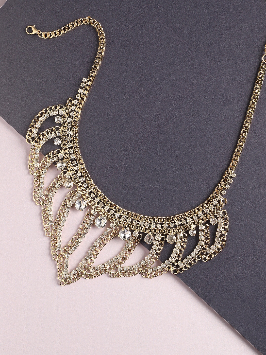 

SOHI Gold-Toned & White Gold-Plated Designer Stone Necklace